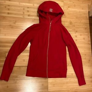 red lululemon size 6 full zip scuba hoodie